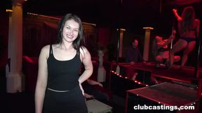 Amateur stripper gets fucked hard in doggy style at crowded strip club