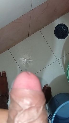 Solo Cock Cummshot Mastrubation in Bathroom