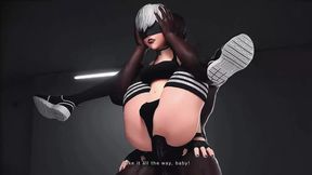 Exploring her newfound curves, 9S gets ravaged by her own hand as Nier's femme fatale unleashes hell