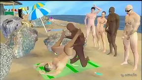 Big Gay Interracial Sex Adventure at the Beach - 3d porn
