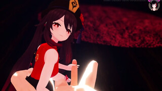 Genshin Impact - Hu Tao - Handjob + Blowjob (3D HENTAI)