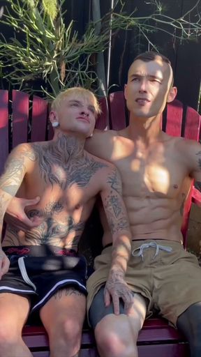 Passionate POV Outdoor Sex Hoss Kado Fucking Austin Spears Big Dick Daddy Blonde FTM Trans Man Twink   Clip 1