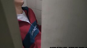 Straight latino blows and gets barebacked in shady bathroom