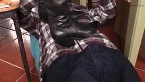footstool under cowboy boots