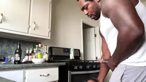 Ebony teen gets deepthroated by big black cock