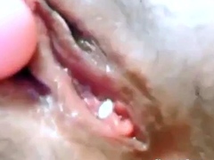 Big-Ass Girlfriend's Creamy Orgasm with Vibrator Caught on C