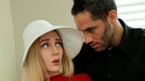 Teen in a red dress Emma Starletto is screwing with her boss