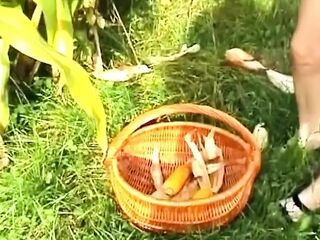 Biggest Corn Cob Stretching Gaping Snatch Wide Open Outdoors