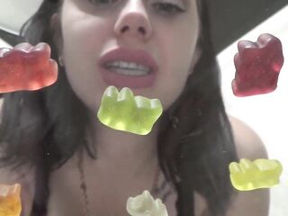 Consuming Gummies From the Glass!