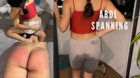 spanking, and diapers for wetting his shorts