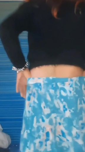 Posing in My Green Skirt and Removing It to Tease My Sissy She Cock