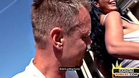 Public inked German MILF fucked outdoor on sex date