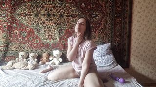 Anastasia Mistress with sex toys dildo and masturbate vibrator hairy pussy orgasm