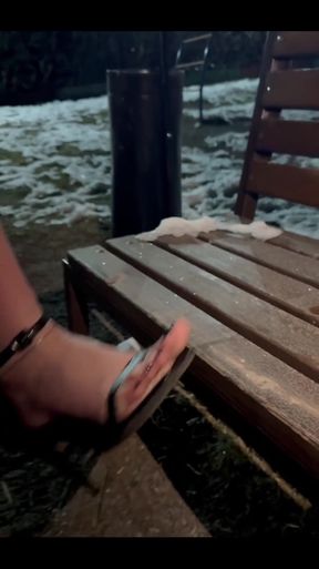 I Love Teasing You with My Toes in These Open Shoes Right in the Snow Outside, Do You Like It?