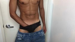 Fitness Mexican Male Bathroom Masturbation, six Pack, Latino