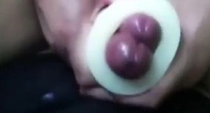 Twinks Playing with a Cock Sleeve and Cumming Hard