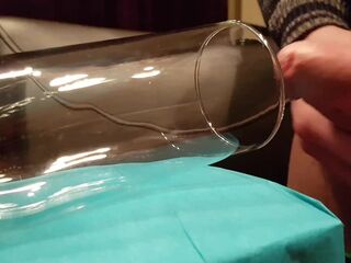 Great view of massive ejaculation explosion into glas from large consummate mushroom head ccuckold dick