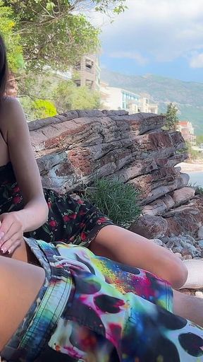 Dick Flashing on the Beach - Girl Saw My Cock and Helped Me Cum