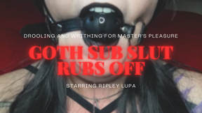 Goth Sub Slut Rubs Off Over Pantyhose