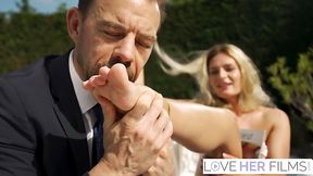 Leggy blonde MILF gets fucked with some foot fetish