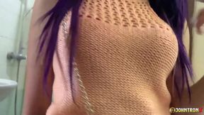 JohnTronX - Beautiful Asian babe sucks and rides my hard cock in POV fashion