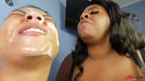 SLAVE RECEIVES SALIVA FROM HER MISTRESS - BY THAMY BBW - CLIP 5 - KC PRODUCTIONS!!!