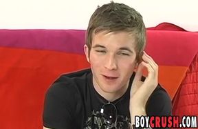 First-Timer Gabe Crawford interviewed before wanking and jizzing