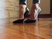 Candid Louboutin in tight jean