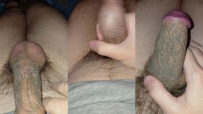 vigorous masturbation of a large tattooed penis under new year s fireworks