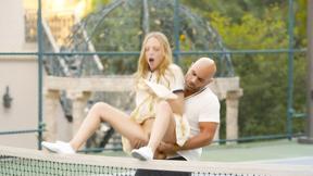 ”Amazing Aubrey Starr takes her coach's meat in her bum”