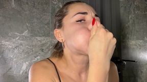Puffing out cheeks, pinching nose, holding breath (custom video) part 2