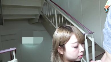 Big tit Japanese coed squirts in a public parking garage nasty fuck