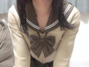 【男の娘】人通りのある夜のベランダで隠れてセーラー服オナニー | Crossdresser