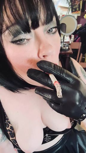 I Want To Deepthroat On Cock With My Lungs Filled With Smoke! - Tina Snua Smokes A Cork Tipped Cigarette In Gloves &amp; Tits Out