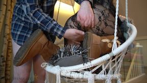 Stepdaddy roleplay his cum on her Ugg boots