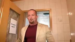 Blonde MILF sucks cock and gets pounded hard in bathroom