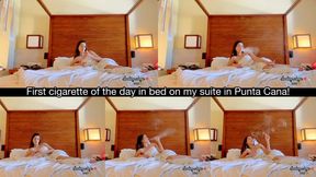 First cigarette of the day in bed on my suite in Punta Cana!