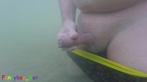 In a Beautiful Mountain Lake, I Jerk off Underwater My Cock, but It Was Too Cold to Cum, so the Finale Place on Land.