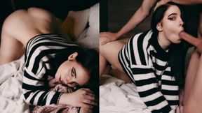 Creampie Pussy for Horny Student After Dick Sucking