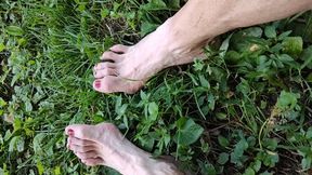 Tempest sweaty legs in grass