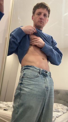 Big Cock Mirror Jerk off with Loud Moans - Massive Cumshot on Glass