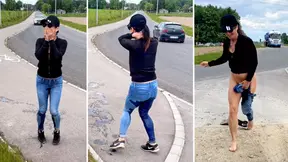 Amateur Wife Squirts in Public - Caught by Cars!