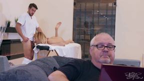 Gift with a brunette in a sensual massage of holiday magic