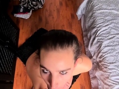Brunette Teen POV Blowjob with Cum on Face