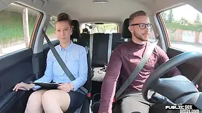 Busty Milf Fucked Outdoor In The Car By Driving Student 18+