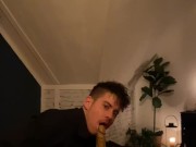 FTM JockPussy stripping teasing fucking dildo’s DP until he blows