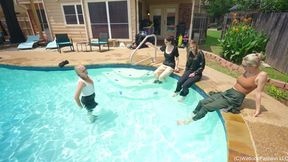 Angel, Petra, Hanna and Joy Have a Wet Business Meeting