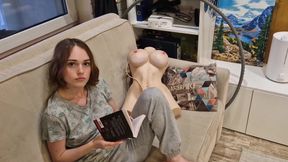 Russian Bob-Cut Beauty: Bookworm's Surprise