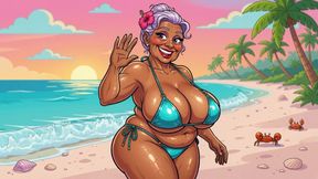 Busty Granny Huge Boobs Beach Tease - New Ai Style