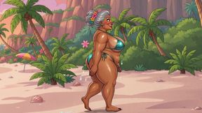 Busty Granny Huge Boobs Beach Tease - New Ai Style